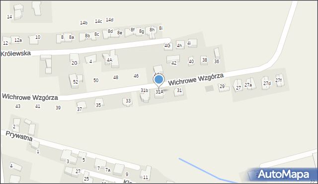 Bibice, Wichrowe Wzgórza, 31A, mapa Bibice