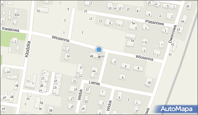 Bielany Wrocławskie, Wiosenna, 4E, mapa Bielany Wrocławskie