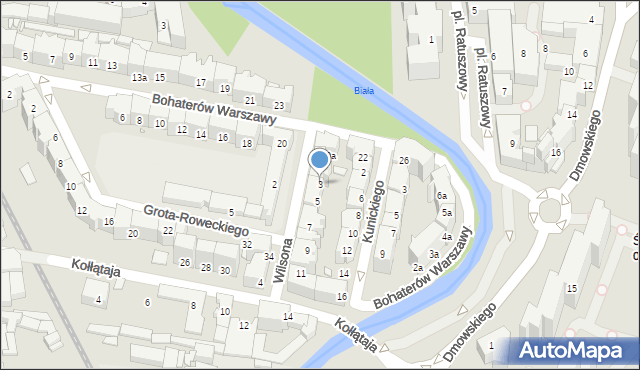 Bielsko-Biała, Wilsona Thomasa Woodrowa, 3, mapa Bielsko-Białej