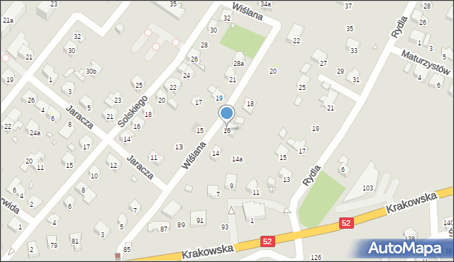 Bielsko-Biała, Wiślana, 16, mapa Bielsko-Białej