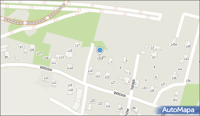 Bielsko-Biała, Witosa Wincentego, 121a, mapa Bielsko-Białej