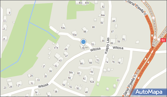 Bielsko-Biała, Witosa Wincentego, 51, mapa Bielsko-Białej