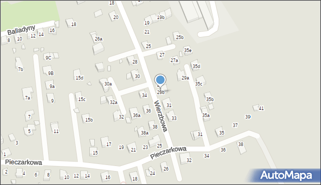 Bielsko-Biała, Wierzbowa, 29b, mapa Bielsko-Białej
