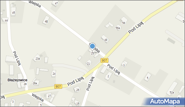 Błażejowice, Wiejska, 23, mapa Błażejowice
