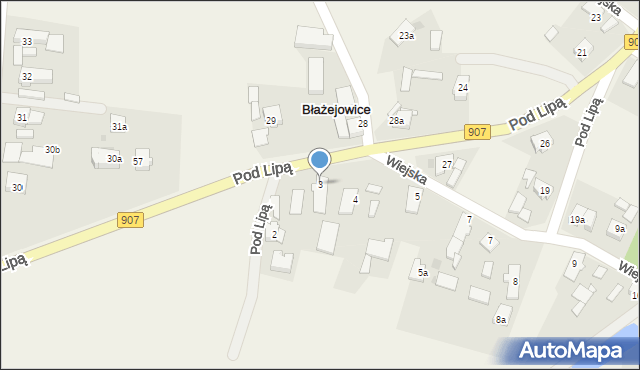 Błażejowice, Wiejska, 3, mapa Błażejowice