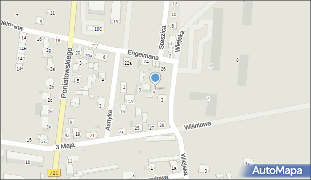 Błonie, Wiejska, 5, mapa Błonie