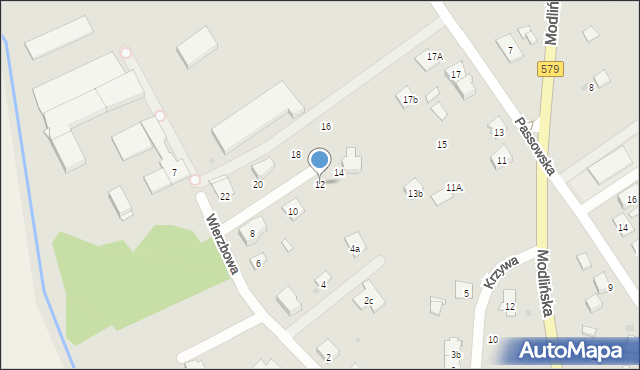 Błonie, Wierzbowa, 12, mapa Błonie
