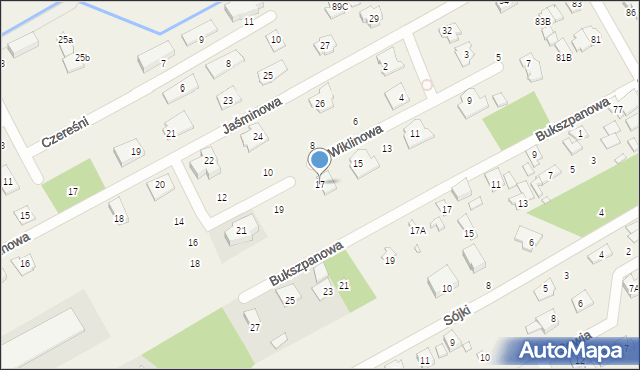 Bobrowiec, Wiklinowa, 17, mapa Bobrowiec