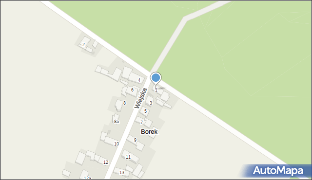 Borek, Wiejska, 1, mapa Borek