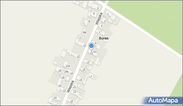 Borek, Wiejska, 11, mapa Borek