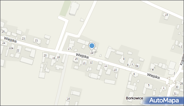 Borkowice, Wiejska, 14, mapa Borkowice