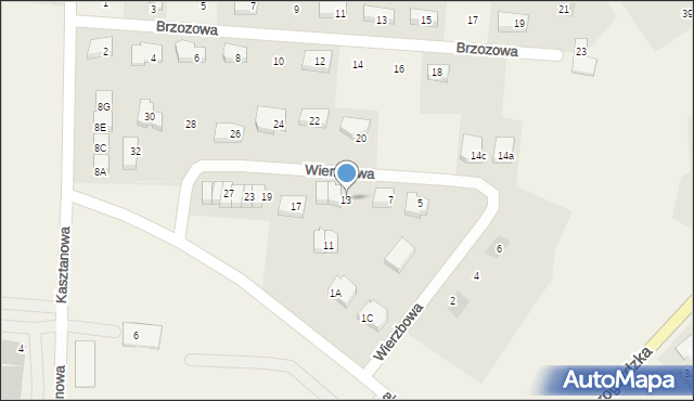 Borkowo, Wierzbowa, 13, mapa Borkowo