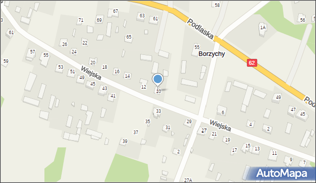 Borzychy, Wiejska, 10, mapa Borzychy