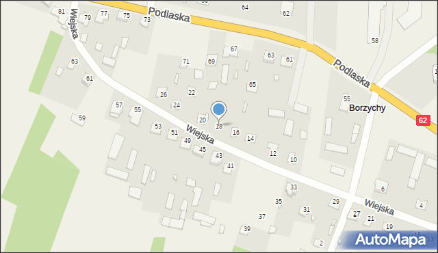 Borzychy, Wiejska, 18, mapa Borzychy