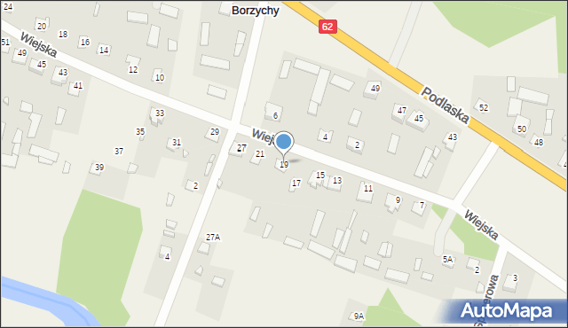 Borzychy, Wiejska, 19, mapa Borzychy