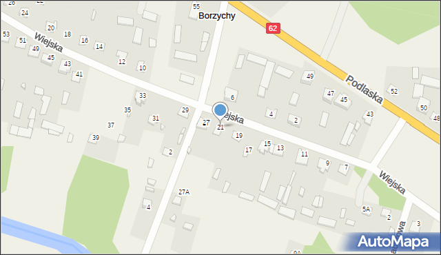 Borzychy, Wiejska, 21, mapa Borzychy