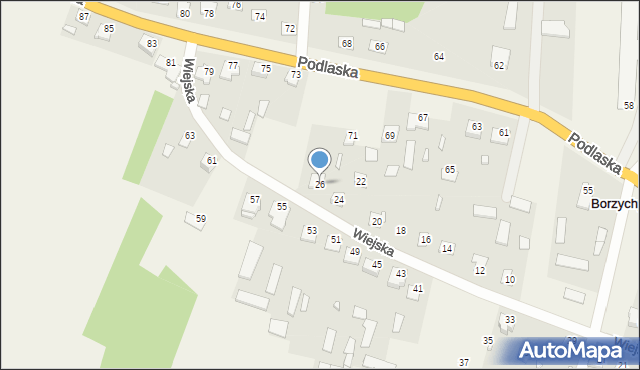 Borzychy, Wiejska, 26, mapa Borzychy