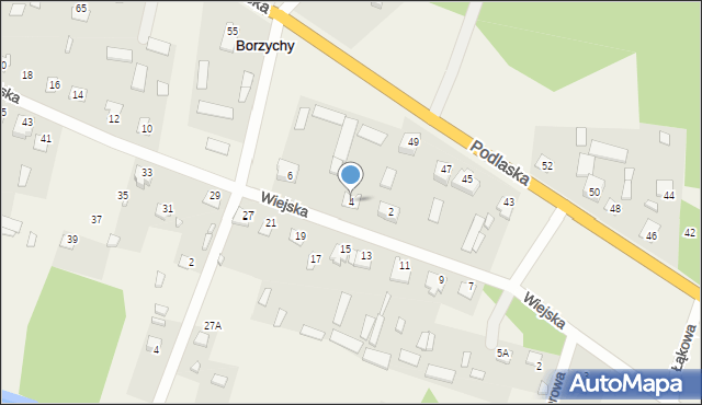 Borzychy, Wiejska, 4, mapa Borzychy
