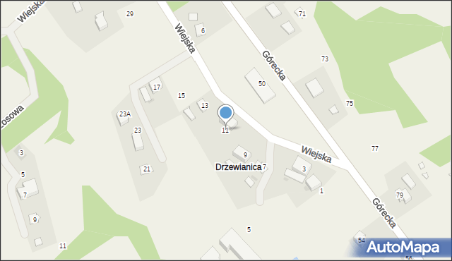 Brenna, Wiejska, 11, mapa Brenna