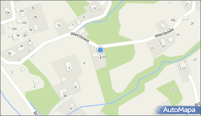 Brenna, Wierzbowa, 8, mapa Brenna
