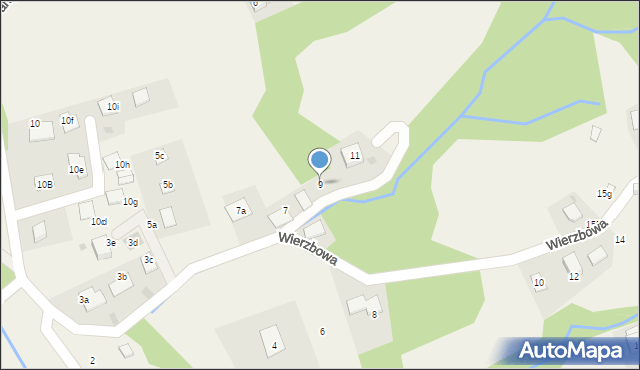Brenna, Wierzbowa, 9, mapa Brenna