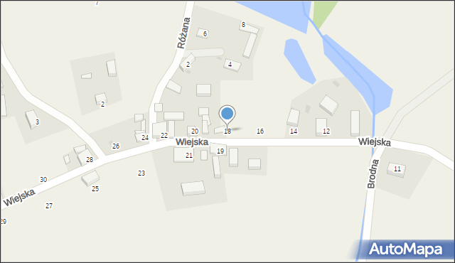 Brodna, Wiejska, 18, mapa Brodna