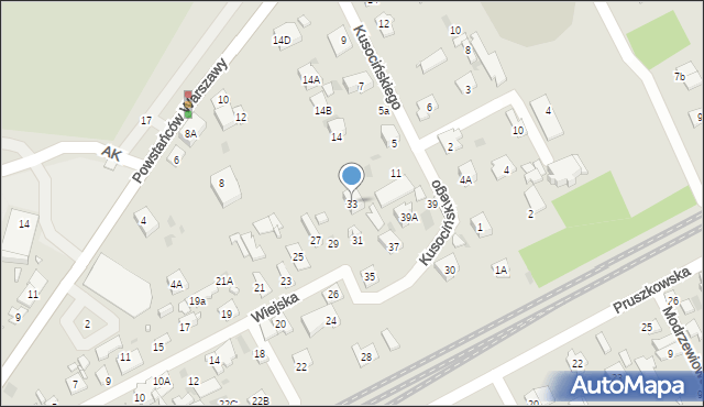 Brwinów, Wiejska, 33, mapa Brwinów