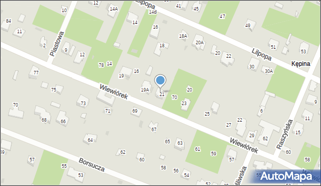 Brwinów, Wiewiórek, 72, mapa Brwinów