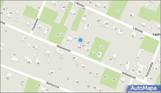 Brwinów, Wiewiórek, 74, mapa Brwinów