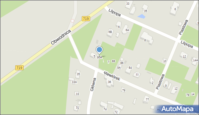 Brwinów, Wiewiórek, 90A, mapa Brwinów