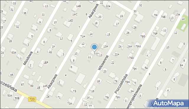 Brwinów, Wiosenna, 13b, mapa Brwinów