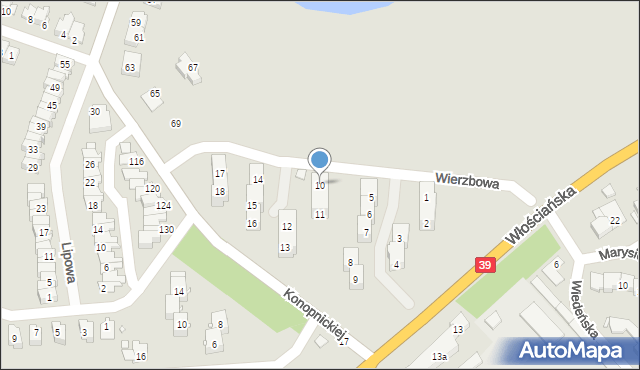 Brzeg, Wierzbowa, 10, mapa Brzeg