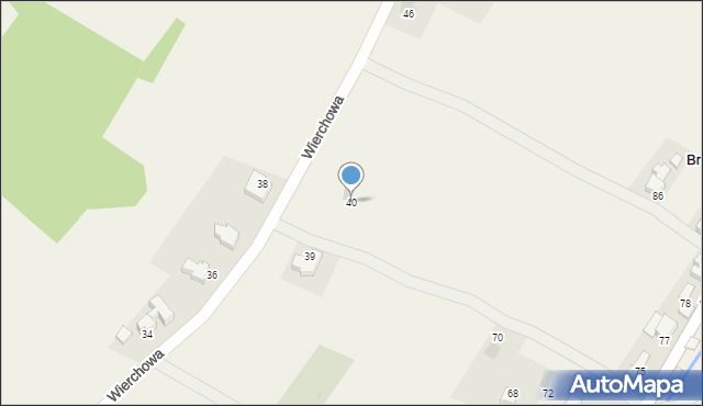 Brzegi, Wierchowa, 40, mapa Brzegi
