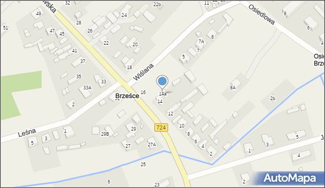 Brześce, Wilanowska, 14a, mapa Brześce