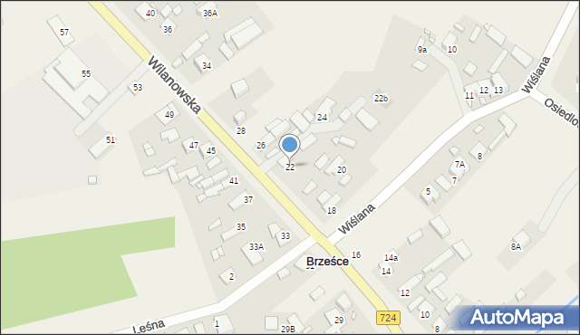 Brześce, Wilanowska, 22, mapa Brześce