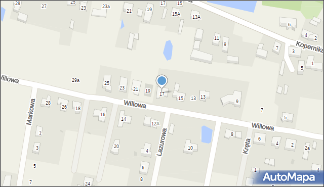 Brzezina, Willowa, 17, mapa Brzezina