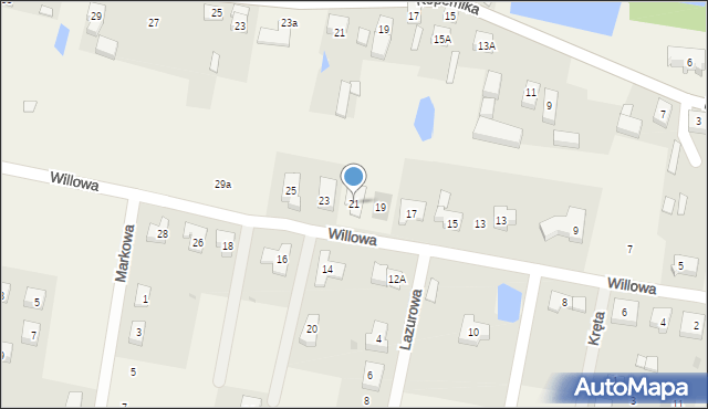 Brzezina, Willowa, 21, mapa Brzezina