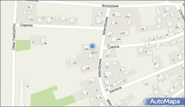 Brzezinka, Wierzbowa, 15, mapa Brzezinka