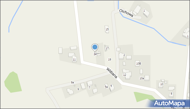 Brzezinka, Wiślana, 14, mapa Brzezinka