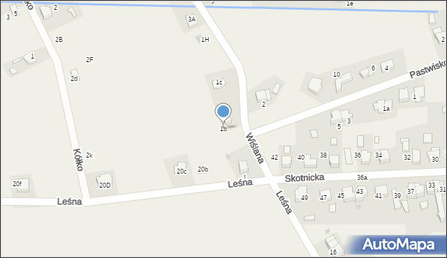 Brzezinka, Wiślana, 1b, mapa Brzezinka