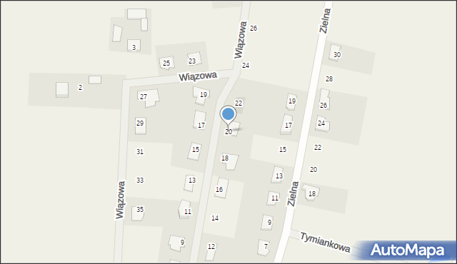 Brzozówka, Wiązowa, 20, mapa Brzozówka