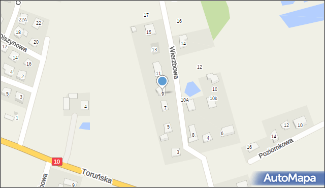 Brzozówka, Wierzbowa, 9, mapa Brzozówka