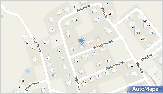 Brzozówka, Winogronowa, 3, mapa Brzozówka