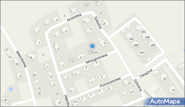 Brzozówka, Winogronowa, 9, mapa Brzozówka