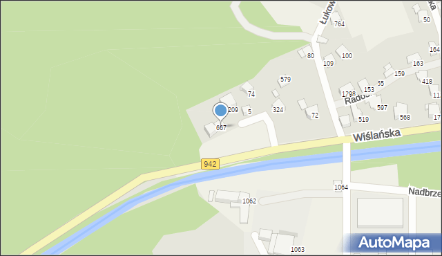 Buczkowice, Widokowa, 667, mapa Buczkowice