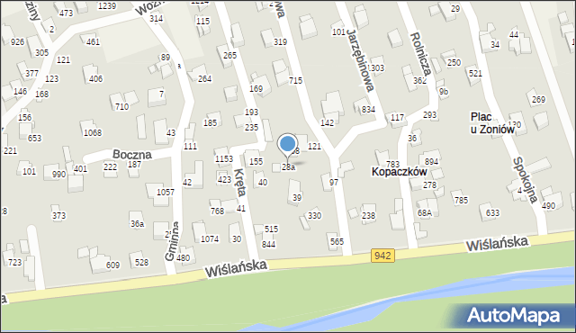 Buczkowice, Wiślańska, 28a, mapa Buczkowice