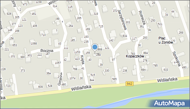 Buczkowice, Wiślańska, 28b, mapa Buczkowice