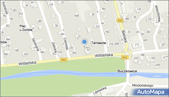 Buczkowice, Wiślańska, 600, mapa Buczkowice