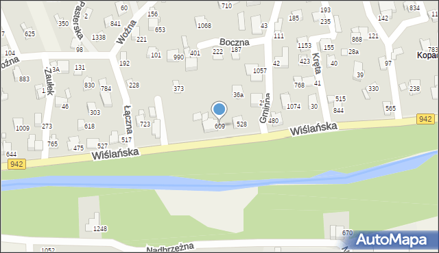 Buczkowice, Wiślańska, 609, mapa Buczkowice
