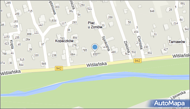 Buczkowice, Wiślańska, 633, mapa Buczkowice